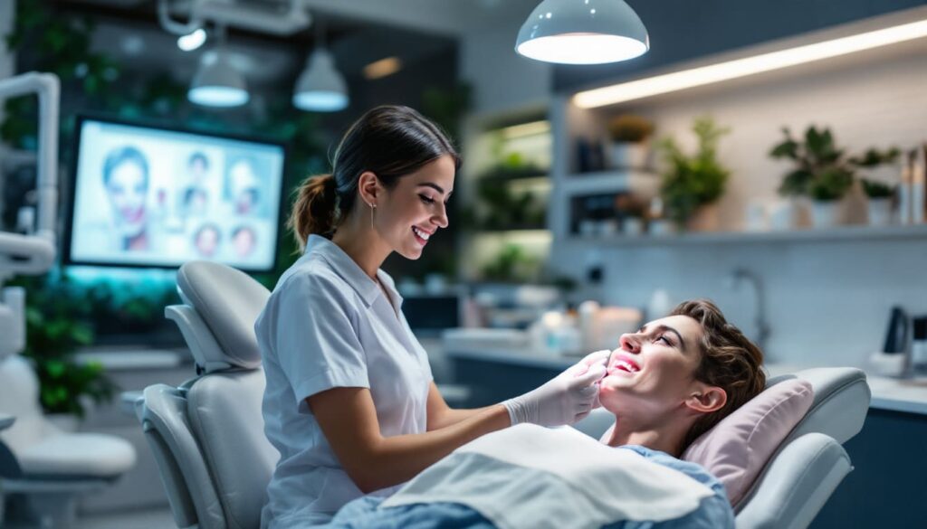 consulta dental con paciente recibiendo revision odontologica