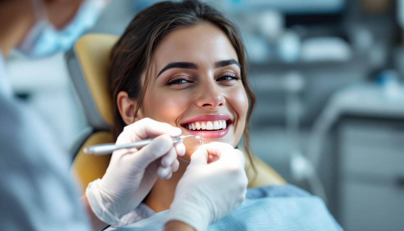 mujer sonriendo en tratamiento dental